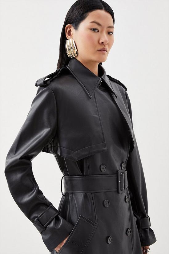 KarenMillen Tailored Faux Leather Belted Trench Coat 3