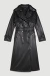 KarenMillen Tailored Faux Leather Belted Trench Coat thumbnail 4