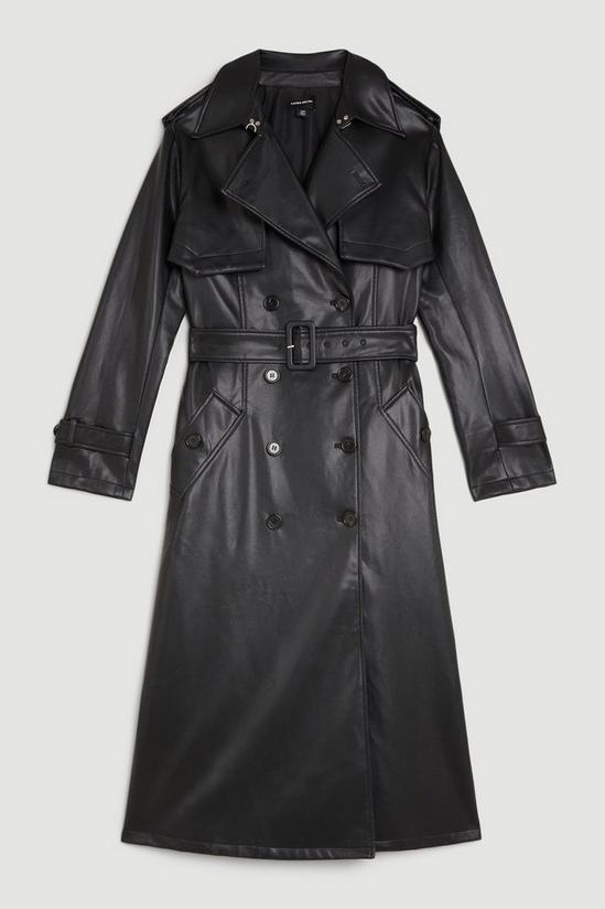 KarenMillen Tailored Faux Leather Belted Trench Coat 4