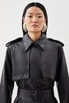 KarenMillen Tailored Faux Leather Belted Trench Coat thumbnail 5