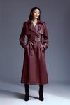 KarenMillen Tailored Faux Leather Belted Trench Coat thumbnail 1