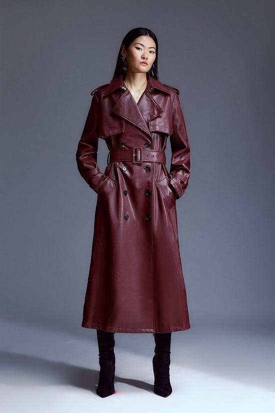 KarenMillen Tailored Faux Leather Belted Trench Coat 1