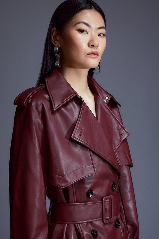 KarenMillen Tailored Faux Leather Belted Trench Coat 2