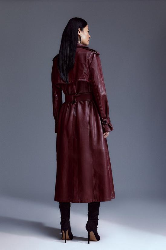 KarenMillen Tailored Faux Leather Belted Trench Coat 3
