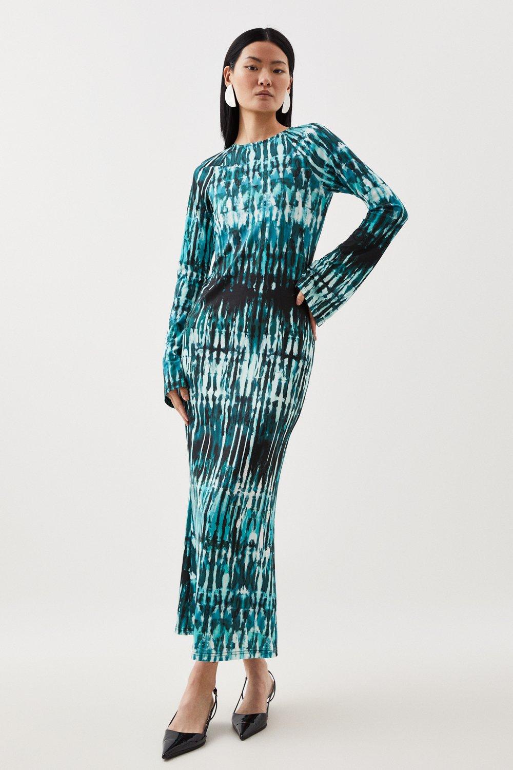 Abstract Print Jersey Maxi Dress