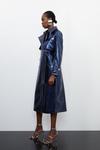 KarenMillen Metallic Faux Leather Belted Trench Coat thumbnail 5