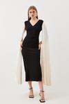 KarenMillen Tailored Compact Stretch Viscose Pleated Sleeve Midi Dress thumbnail 1
