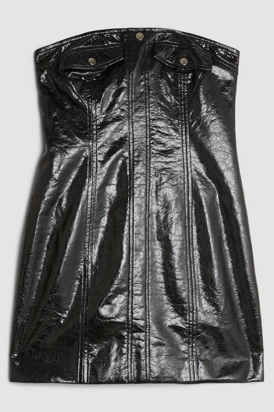 KarenMillen Metallic Faux Leather Front Pocket Detail Mini Dress 4