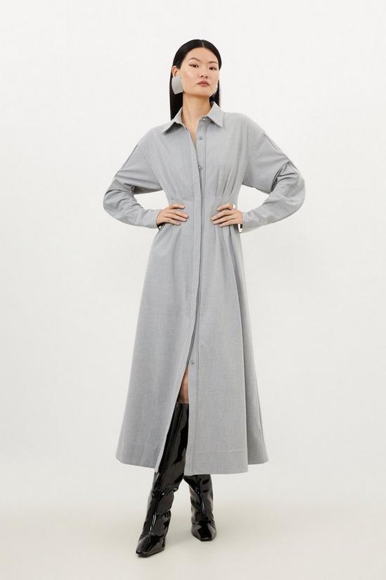 KarenMillen Petite Grey Marl Wool Mix Shirt Midi Dress 1
