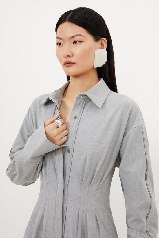 KarenMillen Petite Grey Marl Wool Mix Shirt Midi Dress 2