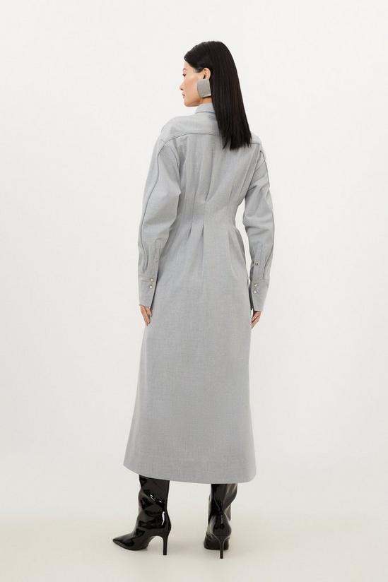 KarenMillen Petite Grey Marl Wool Mix Shirt Midi Dress 5