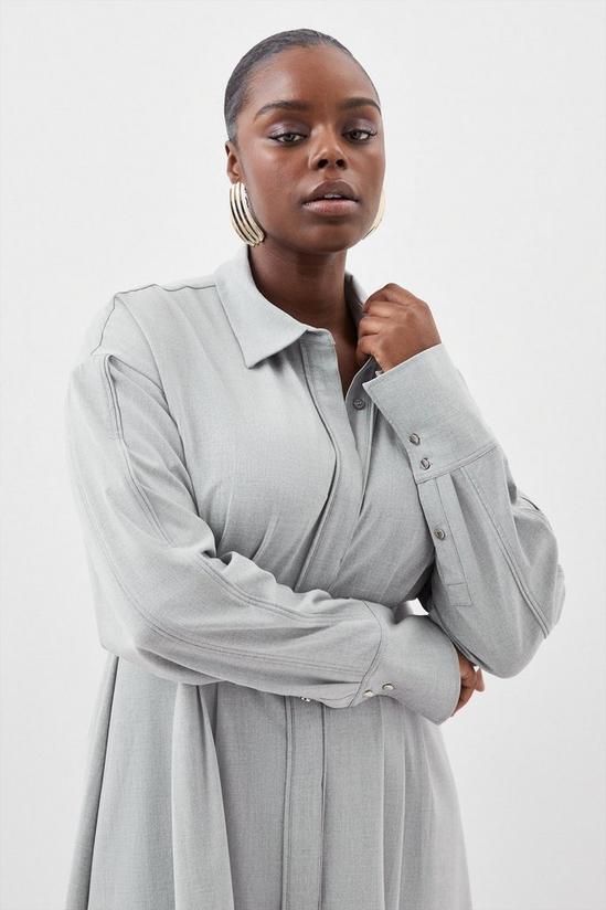KarenMillen Plus Size Grey Marl Wool Mix Shirt Midi Dress 2