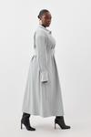KarenMillen Plus Size Grey Marl Wool Mix Shirt Midi Dress thumbnail 3