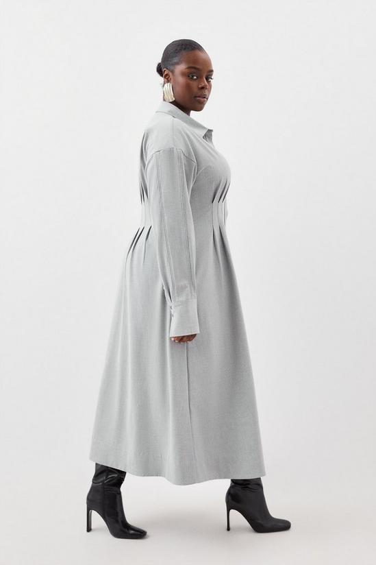 KarenMillen Plus Size Grey Marl Wool Mix Shirt Midi Dress 3