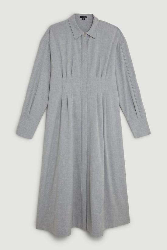 KarenMillen Plus Size Grey Marl Wool Mix Shirt Midi Dress 4