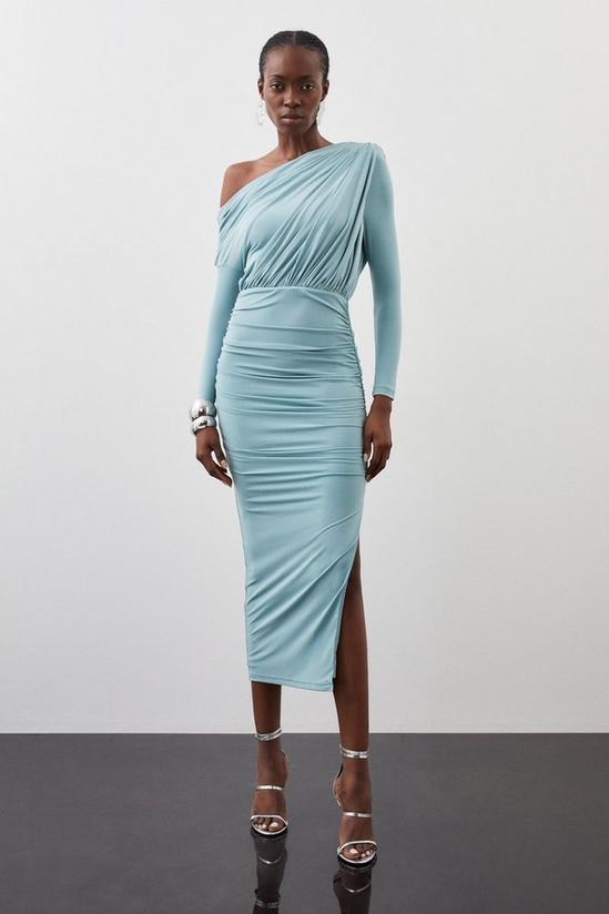 KarenMillen Drapey Crepe Jersey Asymmetrical Midaxi Dress 1