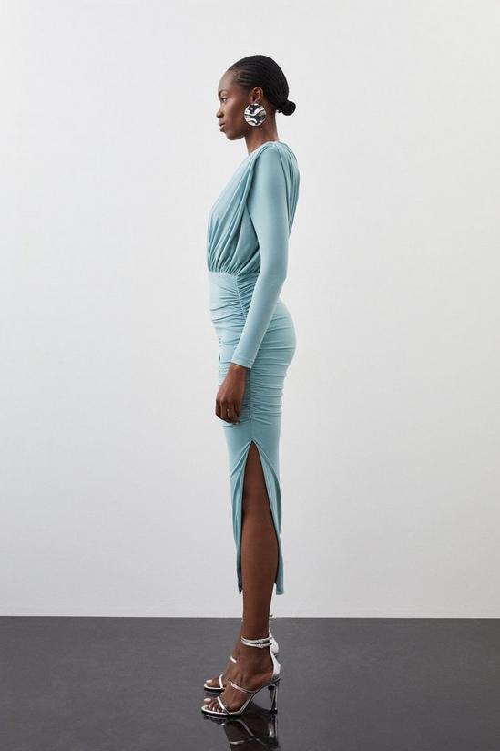 KarenMillen Drapey Crepe Jersey Asymmetrical Midaxi Dress 3