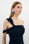 KarenMillen Compact Stretch Viscose Tailored One Shoulder Maxi Dress thumbnail 1