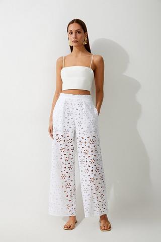 Product Broderie Woven Trouser white