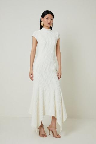 Product Petite Textured Jersey Dramatic Hem Maxi Dress ivory