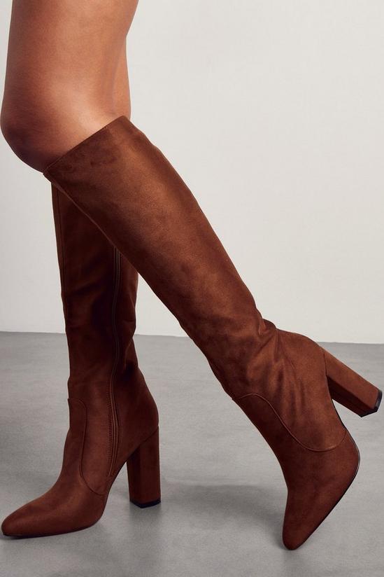 MissPap Faux Suede Knee High Heeled Boots 3