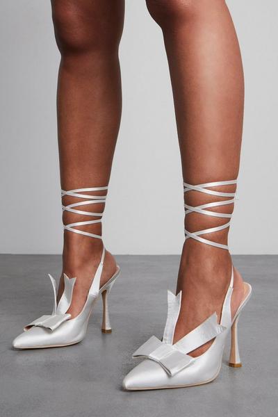 Bow Detail Strappy Lace Up Heels