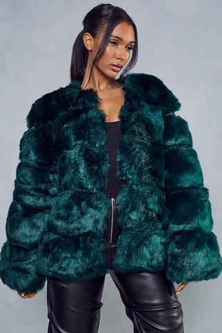 Collared Faux Fur Belted Coat