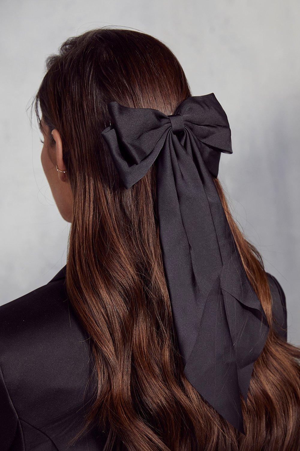MissPap Women's Satin Bow Hair Clip|black