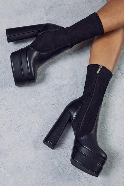 Extreme Suede Mix Platform  Ankle Boot