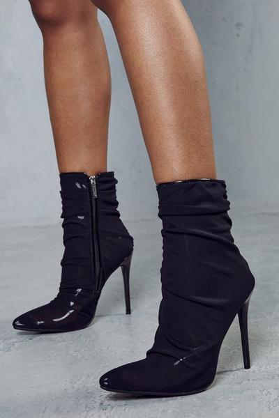 Ruched Mesh Ankle Boots