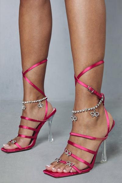 Diamante Bow Super Strappy Heels