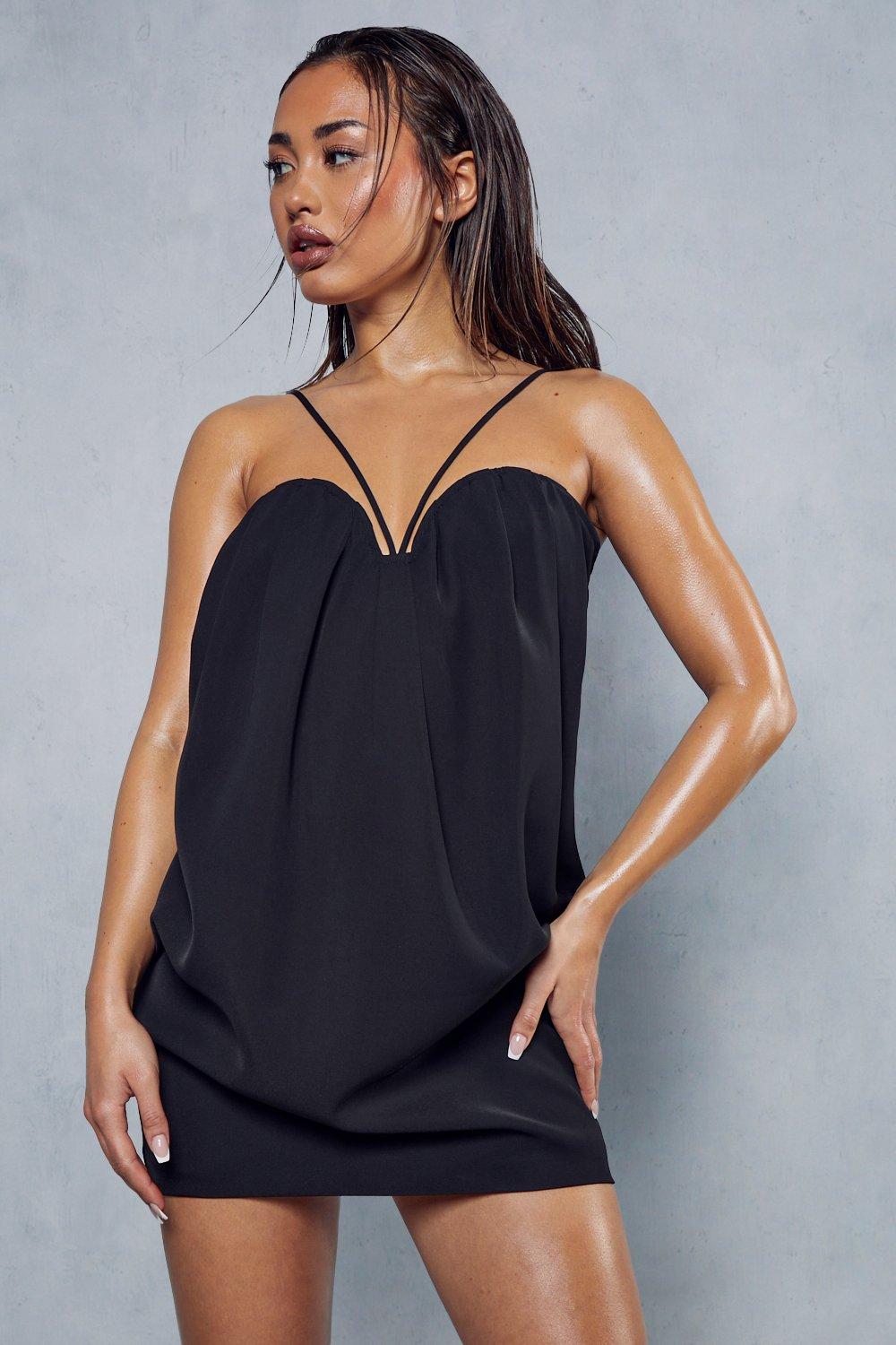 Curved Bust Strappy Neck Mini Dress