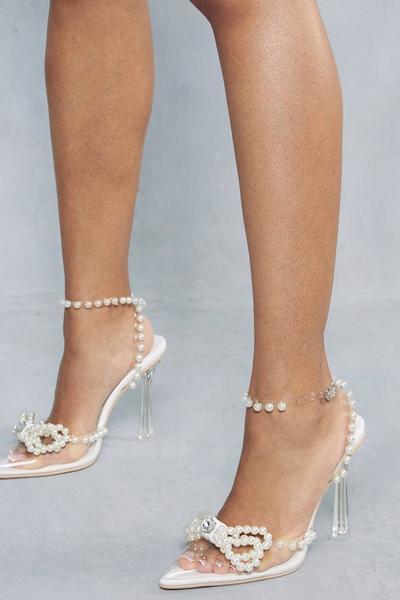 Premium Embellished Pearl Bow Heels