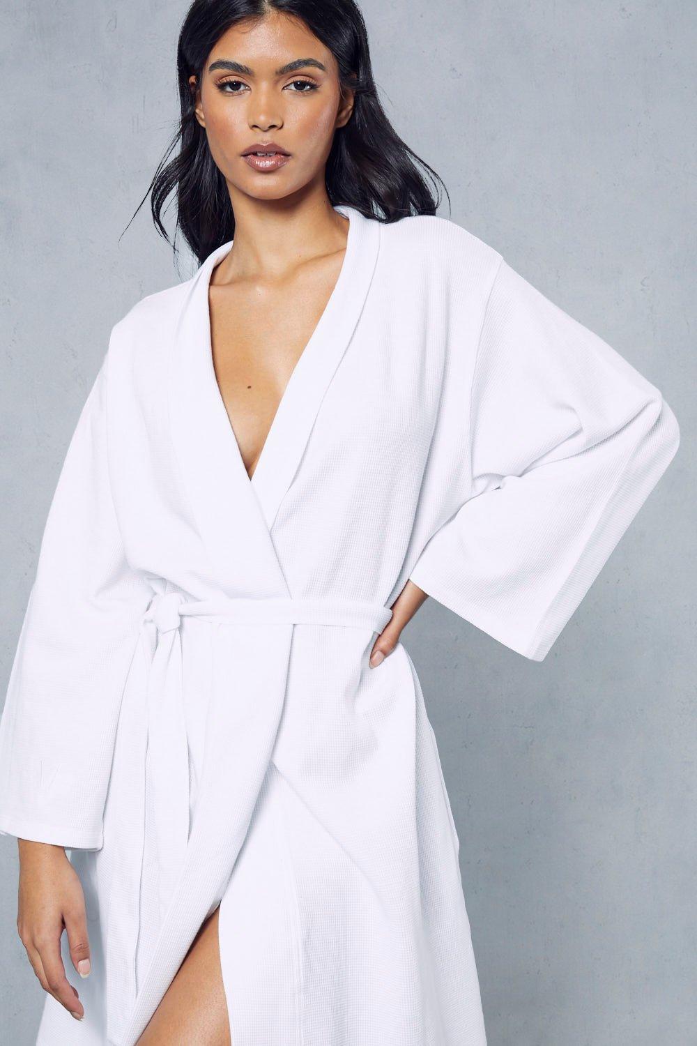 Premium Waffle Embroidered Belted Robe