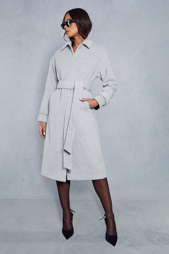 MissPap Wool Look Belted Midi Trench Coat 1