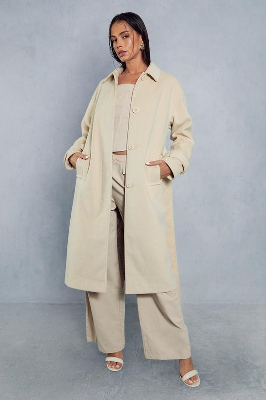 MissPap Wool Look Belted Midi Trench Coat 1