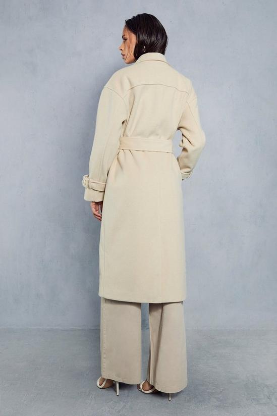 MissPap Wool Look Belted Midi Trench Coat 3