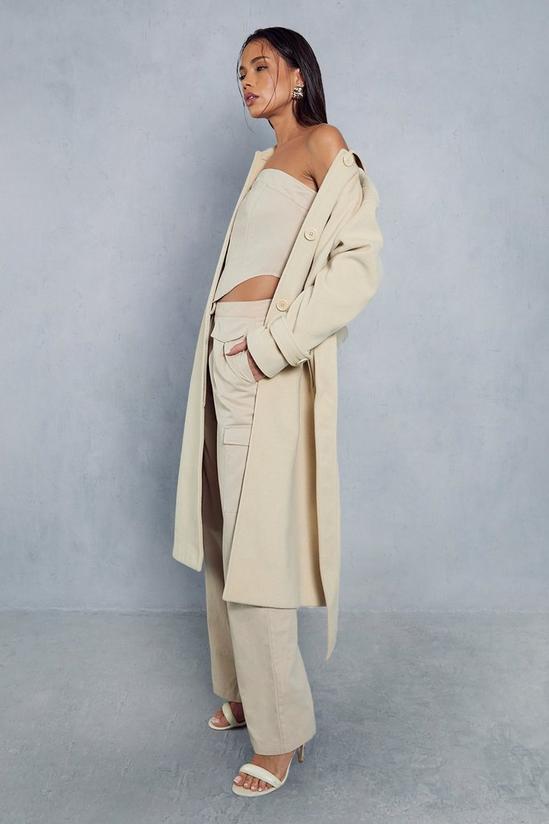 MissPap Wool Look Belted Midi Trench Coat 4