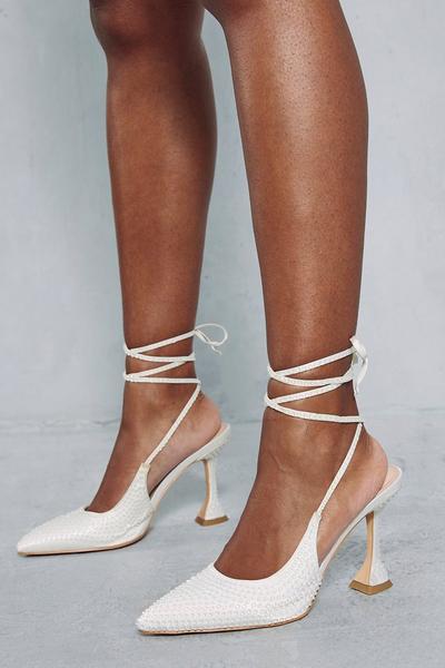 Diamante Embellished Strappy Mid Heels