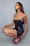 MissPap Leather Look Lace Insert Corseted Bandeau Bodycon Mini Dress thumbnail 6