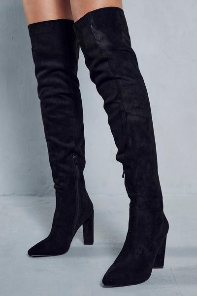 Faux Suede Over The Knee Boots