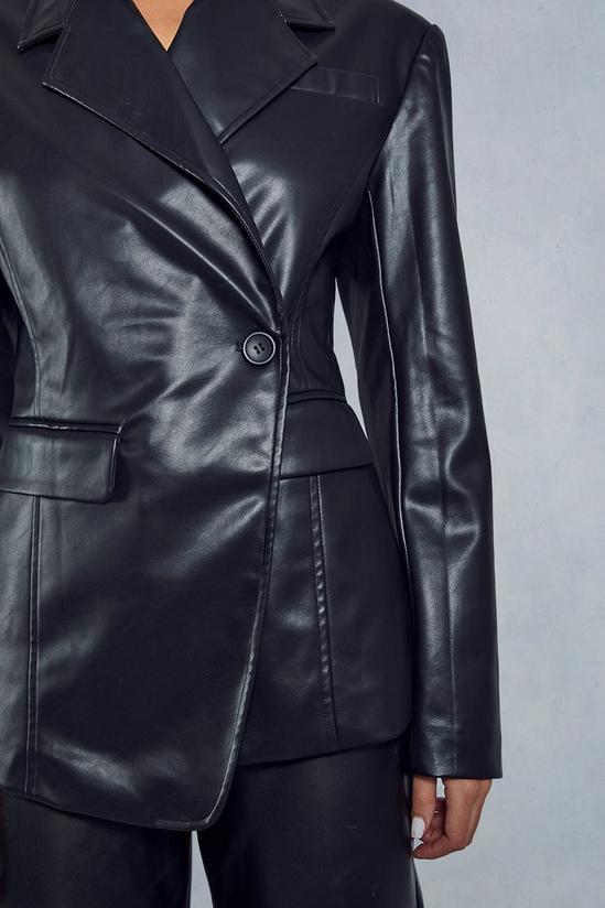 MissPap Leather Look Asymmetric Blazer 2