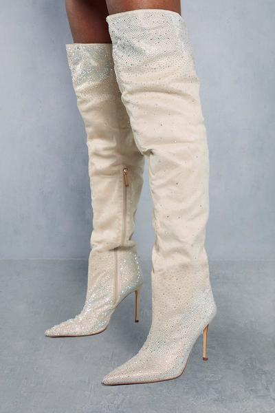 Embellished Over The Knee Pointed Boots