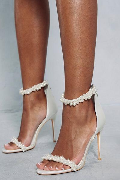 Pearl Embellished Barely There Heels