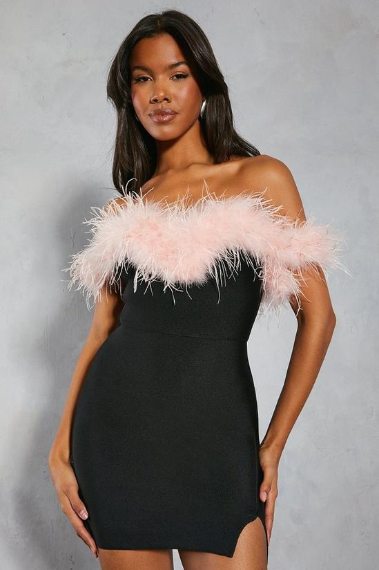 MissPap Feather Bardot Bandage Bodycon Mini Dress 2