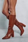 MissPap Leather Look Block Heel Knee High Boots thumbnail 3