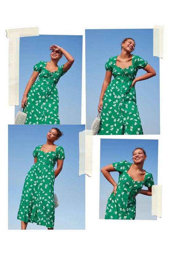 Dorothy Perkins Kitty Green Floral Button Through Fit Flare Midi Dress 1