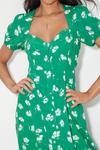 Dorothy Perkins Petite Kitty Green Floral Button Through Fit Flare Dress thumbnail 4