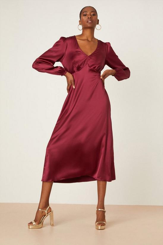 Dorothy Perkins Tall Satin Long Sleeve Midi Dress 1