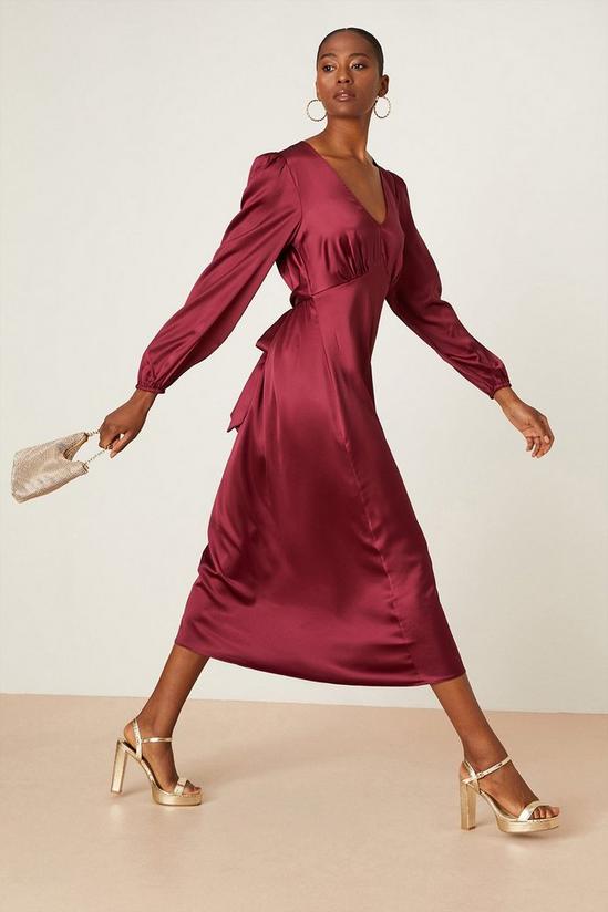 Dorothy Perkins Tall Satin Long Sleeve Midi Dress 2